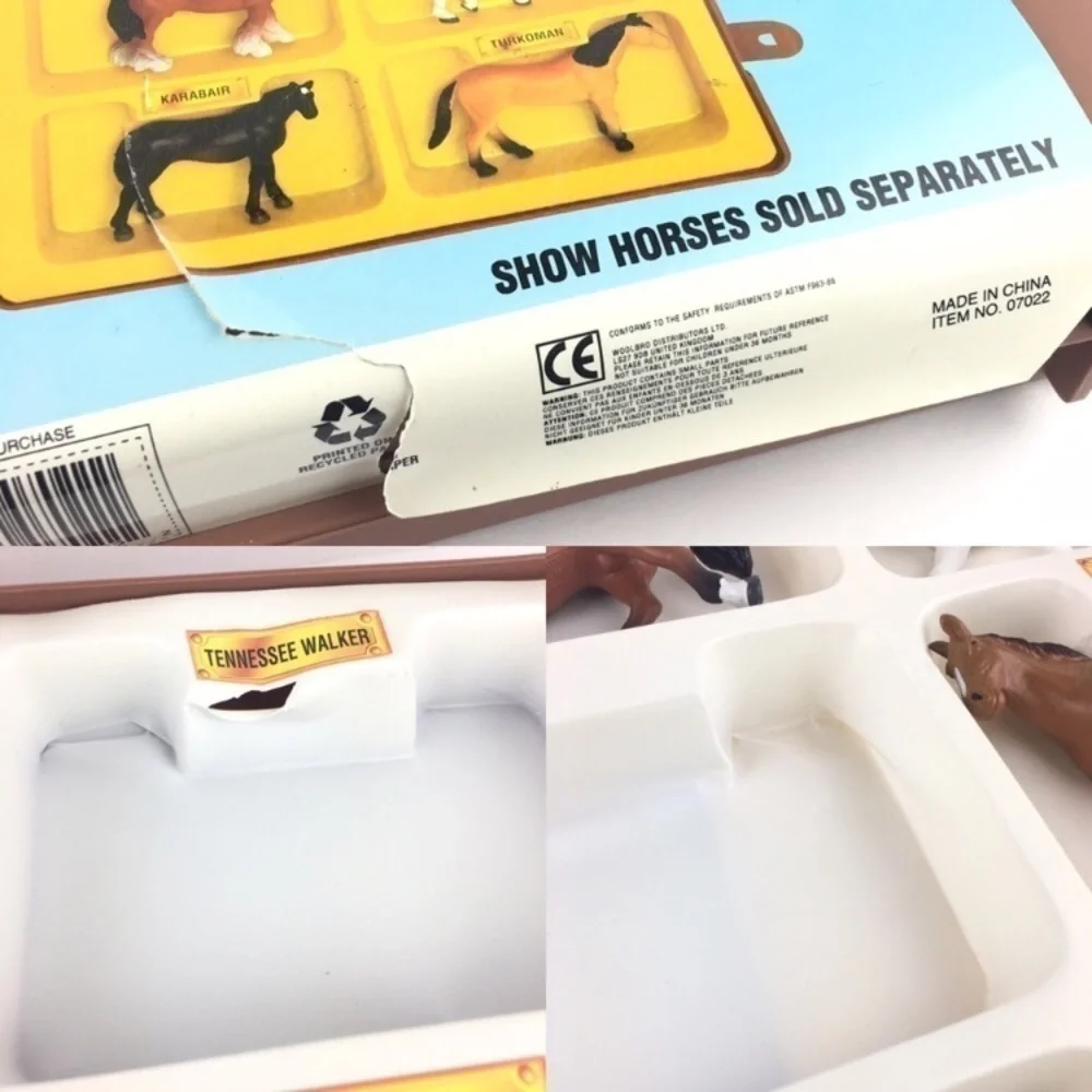 VINTAGE Horses Carry Case 6 Figurines 90s FunRise Plastic Toys Western Ranch